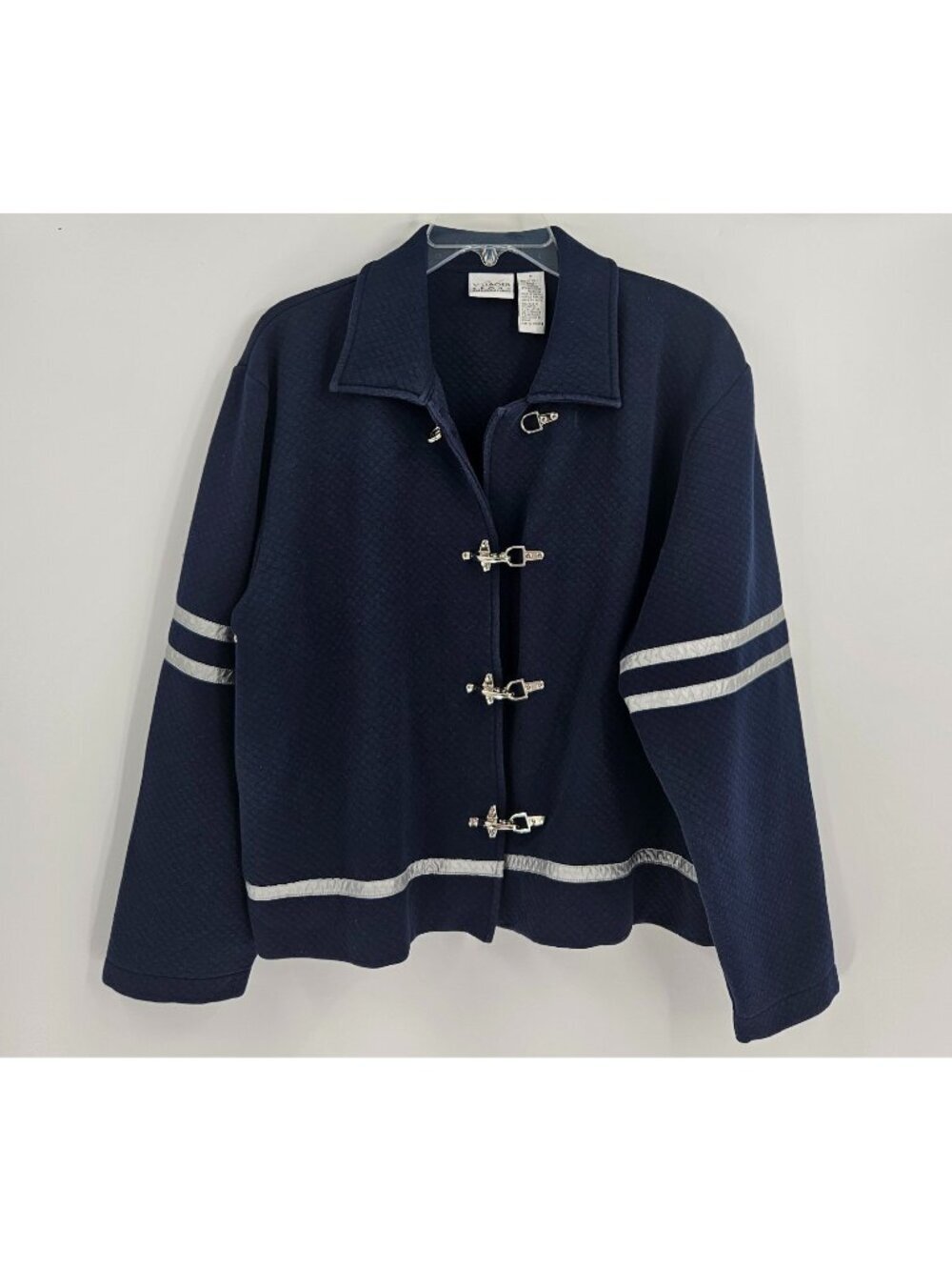 Vintage Villager Sport Liz Claiborne Navy Toggle Jacket Sise M Textured Blazer